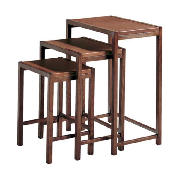 Dark Walnut Finish Rectangle Top 3 Piece Nesting Tables / Sofa End Tables