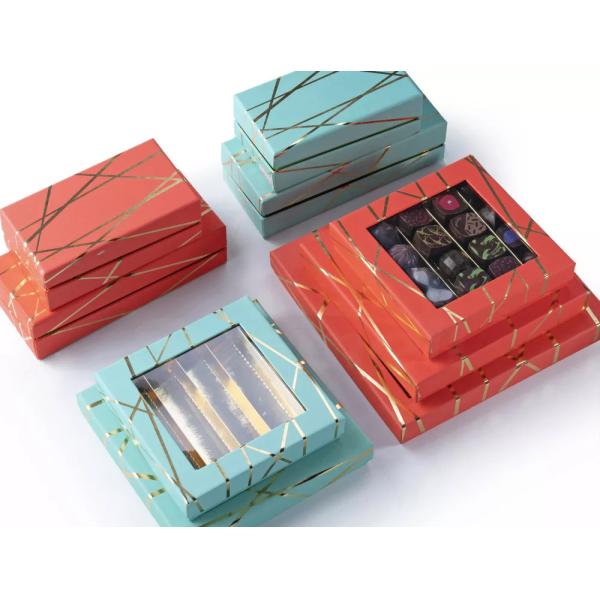 Cardboard Chocolate Packaging Boxes Varnishing 2mm Paperboard With Clear Window