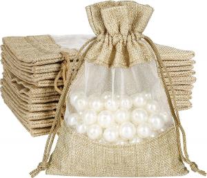  Lightweight Durable Burlap Sheer Bags  Drawstring Gift Bag Jewelry Pouches for Candy Wedding Party Favor Manufactures