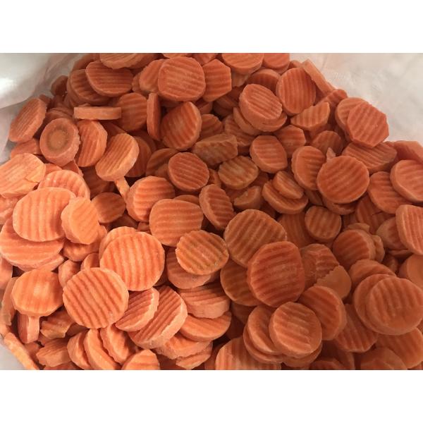 Delicious Taste IQF Frozen Vegetables , Frozen Crinkle Cut Sliced Carrots