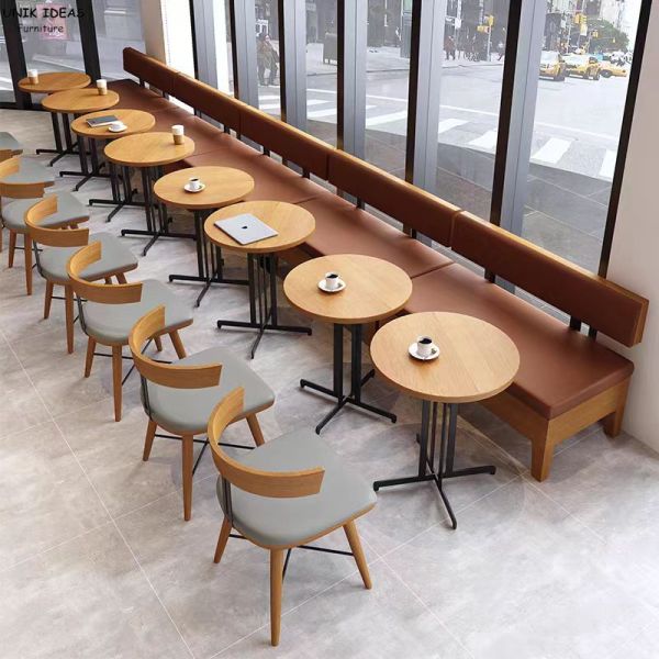 Modern Design Furniture Set Booth Sofa With Dining Table and Chairs Coffee Shop Leisure Table Chairs Wooden High Chair for Sale