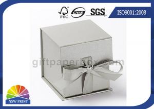 China Rigid Cardboard Hinged Lid Gift Box , Logo Printed Jewelry Gift Box With Ribbon Closure on sale