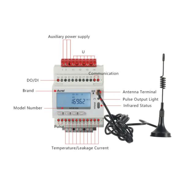 ADW300 wirless three phase Energy Meter fin rail mounted wifi energy meter with IEC Certification