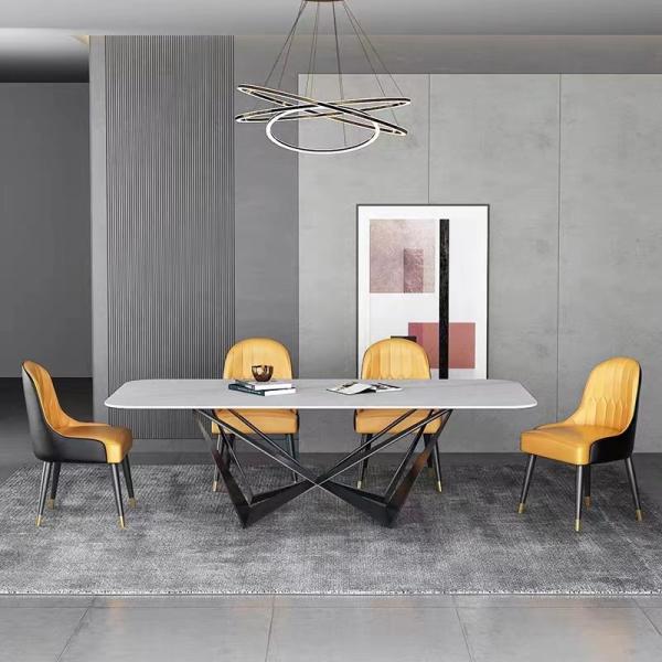 ceramic  Metal Cross Leg Dining Table ,  Rectangle Cross Extension Table