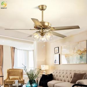  3/4/5 heads American Indoor Ceiling Fan fancy Gold Color LED Ceiling Fan Manufactures