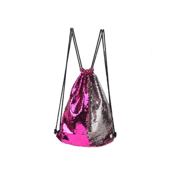 Hot Sale Rose Red and Silver Reversible Sequins Backpack Bag