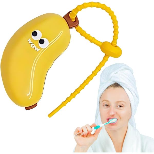 Banana-Shaped Toothbrush Cover And Silicone Toothpaste Travel Container Set – Cute Portable Travel Toothbrush Holder + Leak-Proof Toothpaste Tube Case – Reusable Silicone Dental Kit For Kids & Adults
