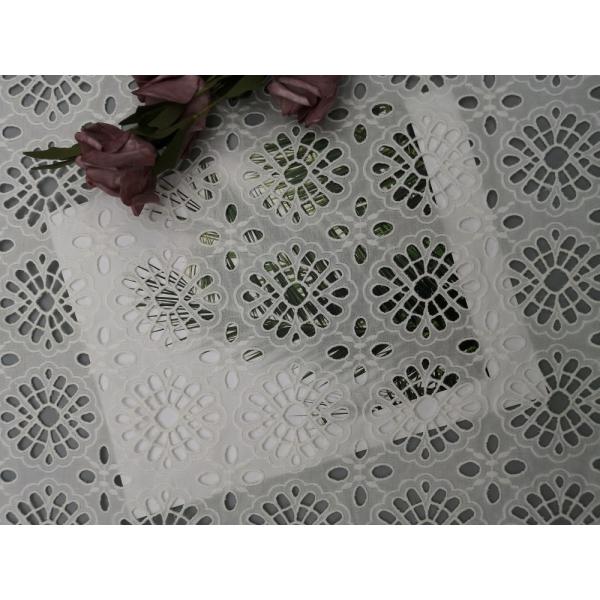 Eyelet Mesh Laser Cutting Cotton Fabric For Female Dress
