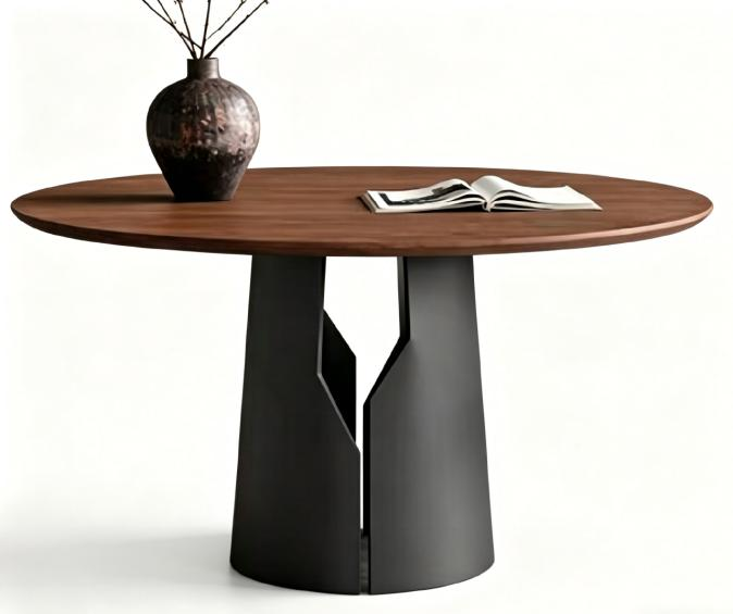 Modern Round Solid Wood Dining Table  For Corporate Cafeterias And Restaurant Interiors