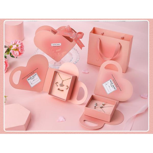 Romantic Valentine'S Day Portable Gift Box Couple Ring Storage Jewelry Gift Box Chinese Valentine'S Day Heart-Shaped Jewelry Packaging Box