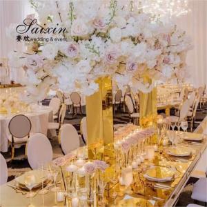  Column Wedding Flower Stand Design Centerpiece Diy Gold Mirror Arch Acrylic Manufactures