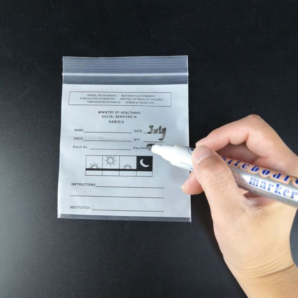 Waterproof LDPE Poly Plastic Bag Medicine Ziplock For Pill Dispensing