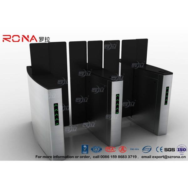 Access Control Turnstile Security Gates Tempered Glass Sliding Material