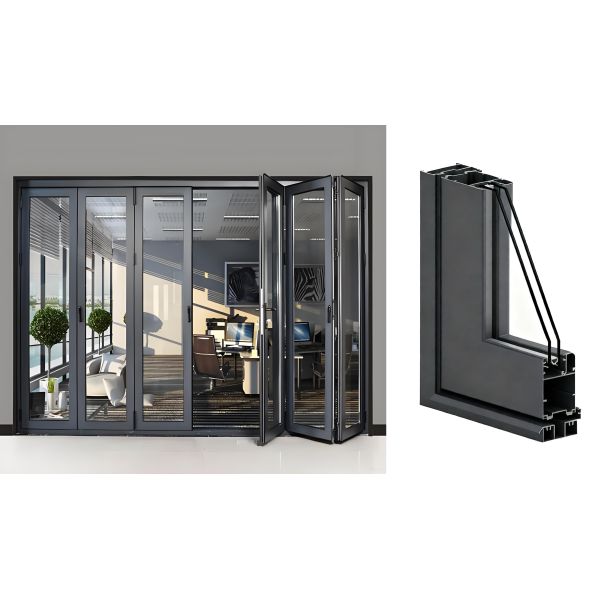 2.0mm Aluminum Folding Door JZ70Z Aluminium Sliding Folding Doors
