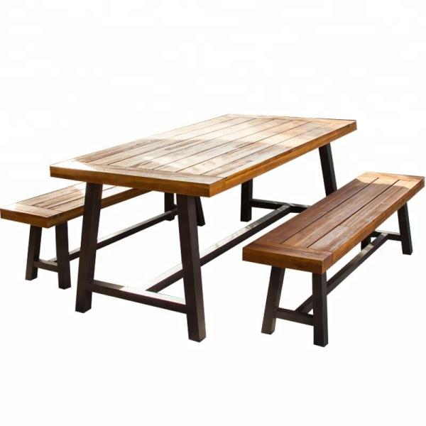 ISO14001 Certificate 1800mm Wood And Metal Bistro Set