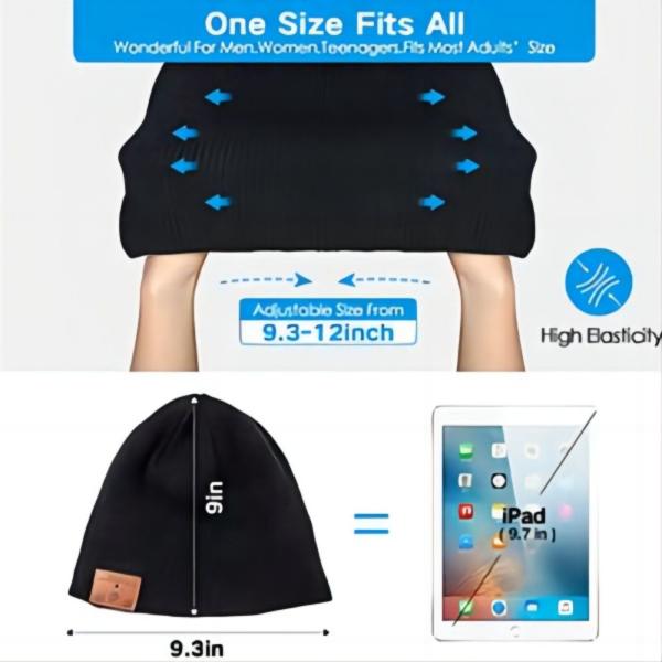 3in1 Adjustable Music Beanie Bluetooth Hat Easy To Pair With Smartphone