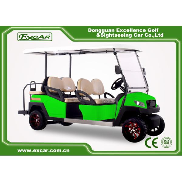 Green Powerful Electric Golf Carts For 6 Person Steel Framework