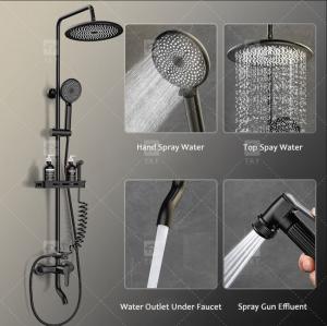  Electroplating Three Piece Shower Head Set With Pressurized Black Shower Head OEM Manufactures