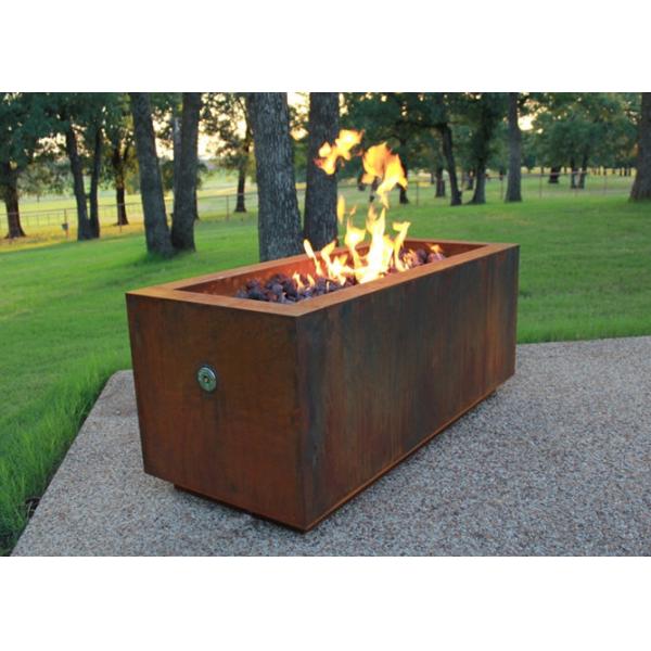 Rectangular Shape Corten Steel Fire Pit For Patio Heating Weathering Resistant