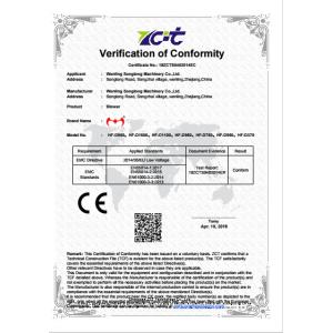 Wenling City HongFu Machinery Co.,Ltd Certifications