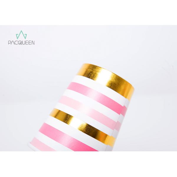 Paper Hot Chocolate Cups , Disposable Juice Cups Shiny Gold Stamping