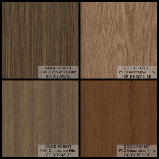 Wardrobes PVC Decorative Film Blistering Wooden Grain Light Brown Color