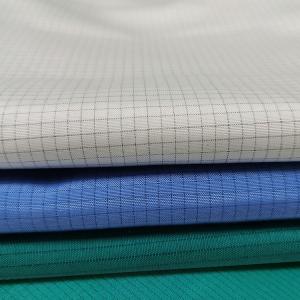 China White Polyester Cotton TC Fabric 4mm Grid Anti Static on sale