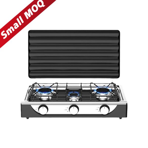 Europe Type Stainless Steel 3 Burner Outdoor Stove Portable With Cover