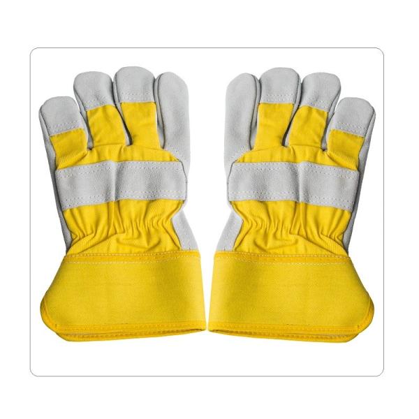 Men Rubberized Cuff Half Lining Cow Split Leather Gloves