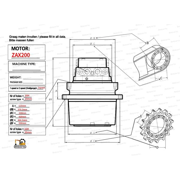 Hitachi excavator 9168003 9195451 Travel motor assembly replacement cost for HMGF36 ZX200 ZX200-6