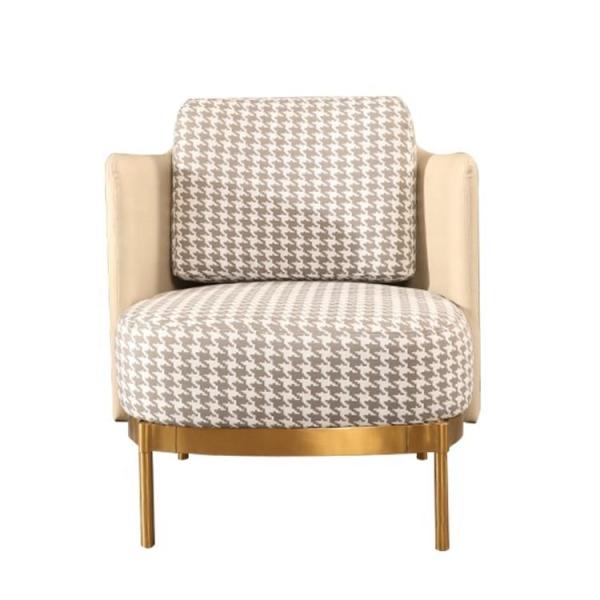 Modern Design Leisure Stainless Steel Swallow Gird PU leather upholstery Arm chair Sofa chair for Hotel Living room