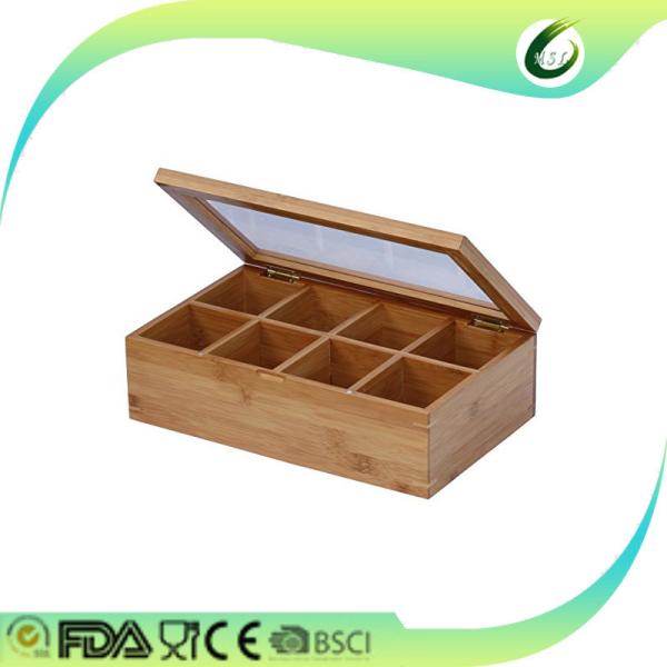 High quality small bamboo tea packaging box with glass lids