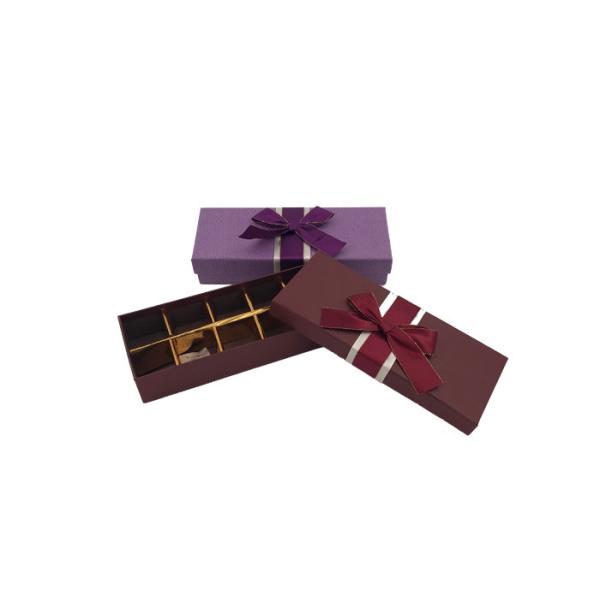 Personalised Elegant Cardboard Chocolate Boxes With Dividers / Ribbon Decorated