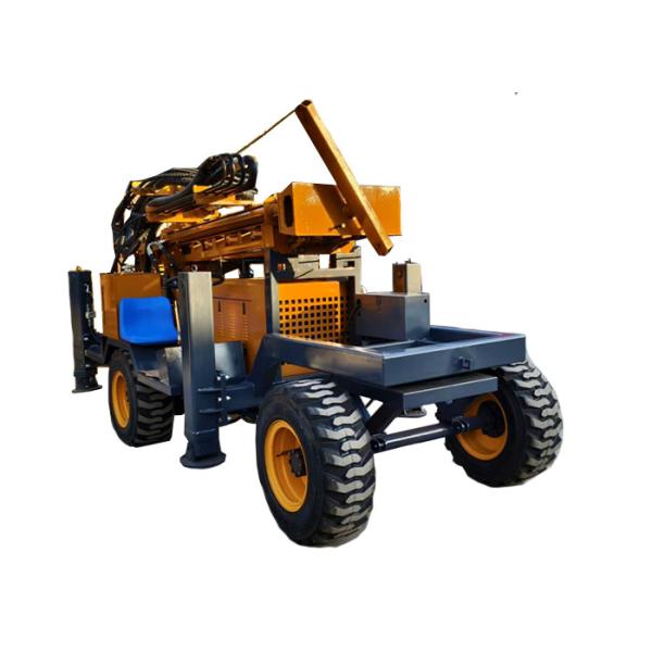 65KW Diesel Engine Wheel Water Well Drilling Rig For Agriculture / Geothermal Wells
