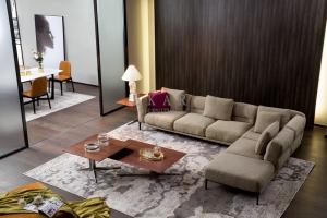  Italian Design Linen Corner Couch Modern Sofa Set for Living Room Manufactures