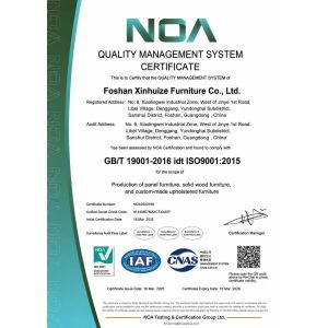 Foshan Xinhuize Furniture Co., Ltd. Certifications