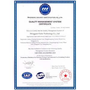 Dongguan Fodor Technology Co., Ltd Certifications