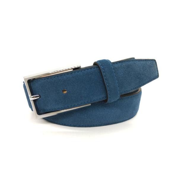 Customized Blue Men'S  1-3/8 100% Suede Leather Dress Belt