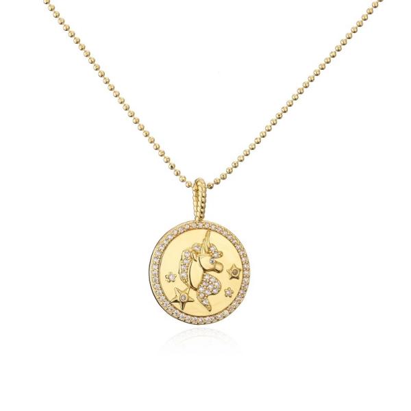 24K Vintage Coin Pendant Necklace