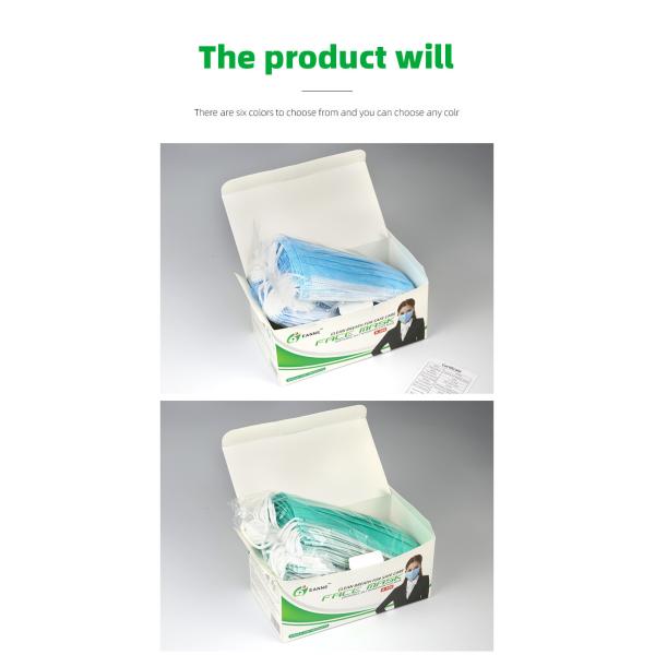 Blue Non Woven No Irritation 3 Ply Individual Packaging Face Masks