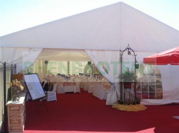 Quality White Roof Outdoor Wedding Tent Transparent Side Wall With Elegant Curtains for sale