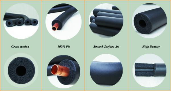 Blue Rubber Foam Insulation Tube , Air Conditioner Copper Pipe Insulation Fireproof