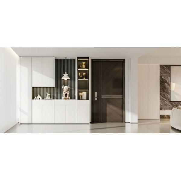 Stainless Steel White Shoe Cabinet With Grid Wall Panel Design
