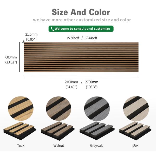 Modern Acoustic Wood Slat Panel Decor Interior Grooved Acoustic Wall Panel