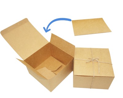 6x6x4 Inch Food Grade Kraft Paper Gift Box with 350g Recyclable Material for Chocolate and Bakery