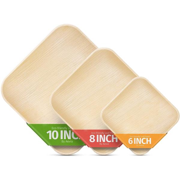Biodegradable 6 Square Palm Leaf Serving Tray For Charcuterie