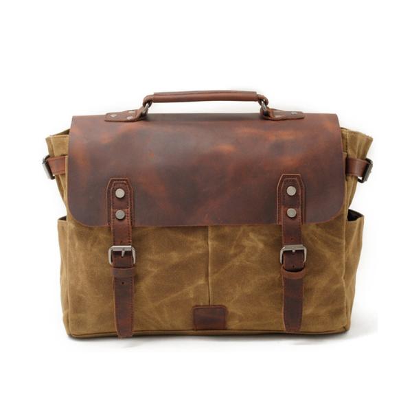 CL-900 Khaki Vintage Waterproof Waxed Canvas Leather Camera Shoulder Bag