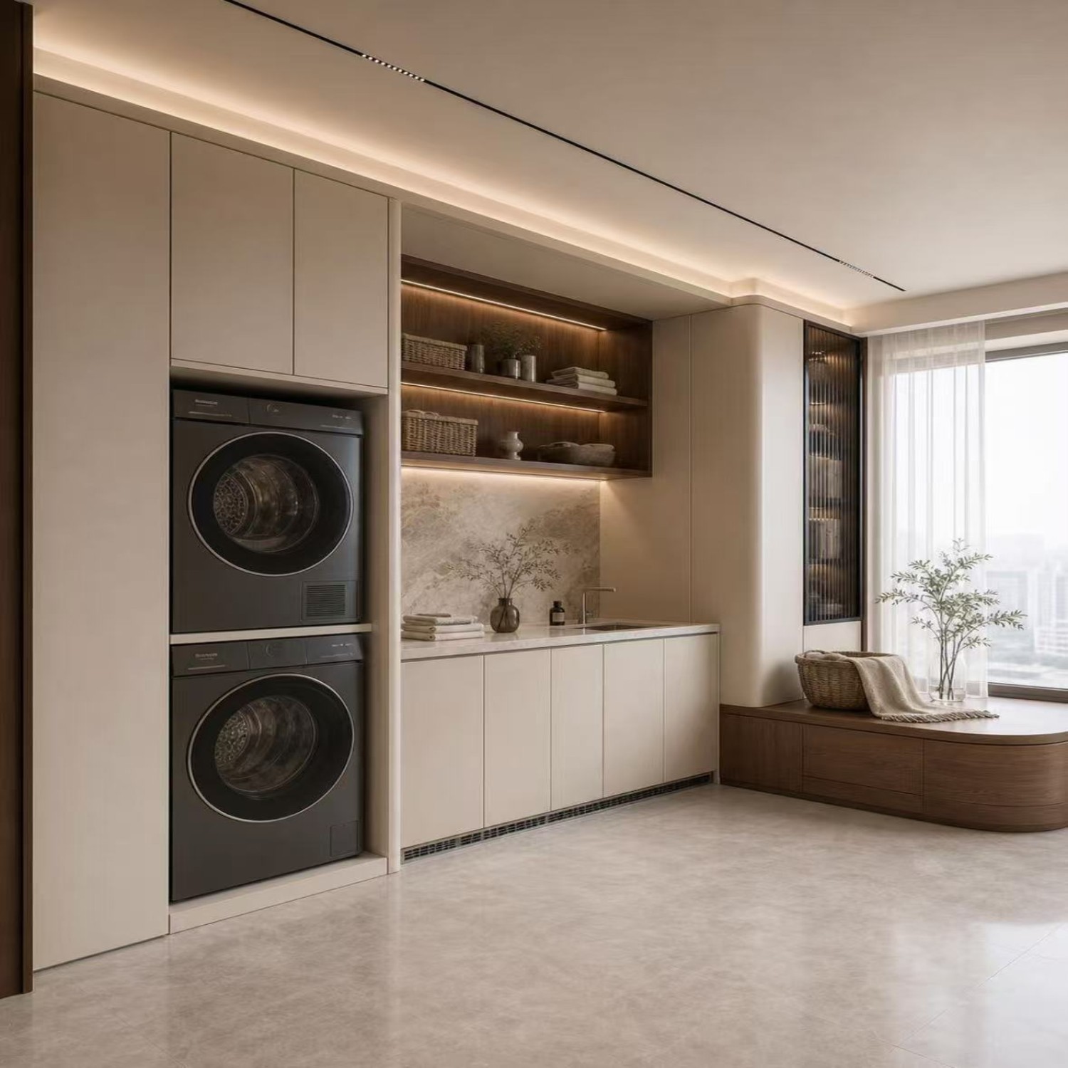 Cream White + Walnut, full‑on premium aesthetic 