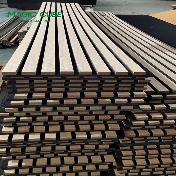 Decorative Wood Slat Acoustic Wall Panels Polyester Acoustic Panel Insulation
