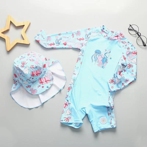 Summer Girls Swimming Suits Long Sleeve Children Swimming Suits For Kids Bikini